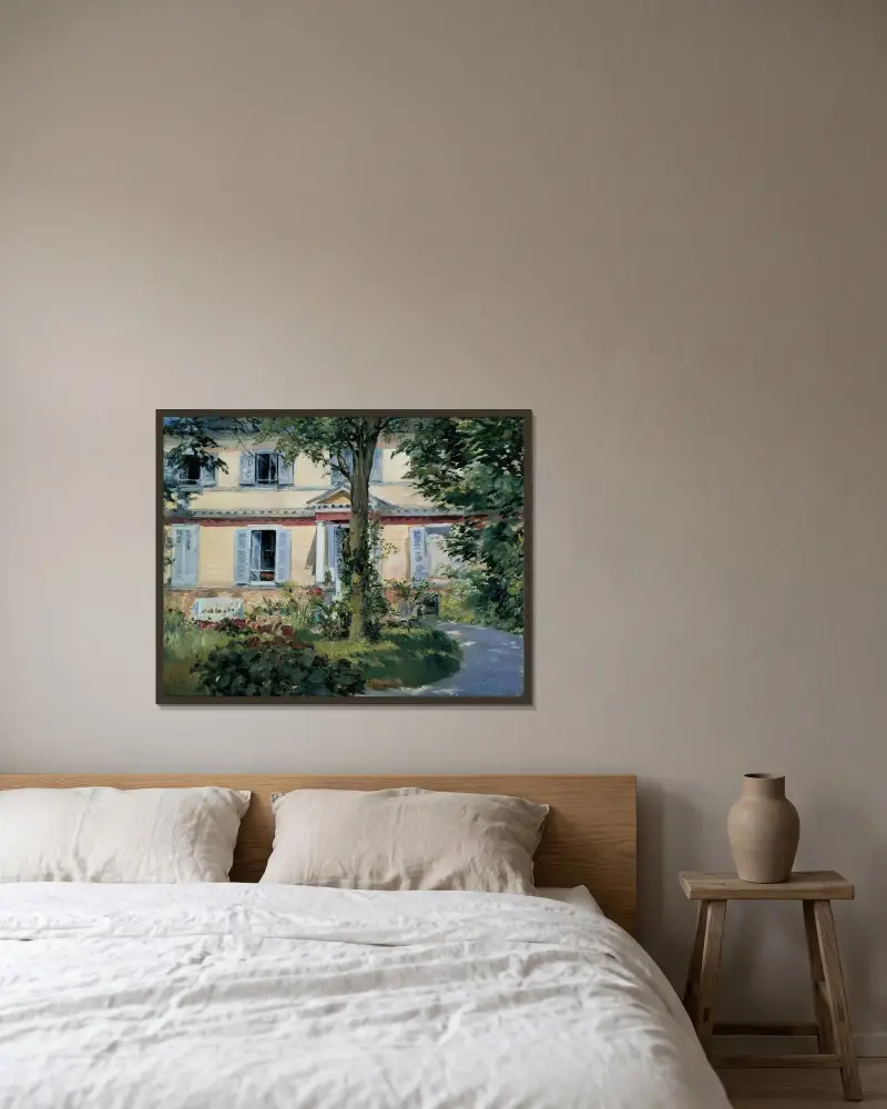 The House at Rueil av Édouard Manet inramad på en vägg