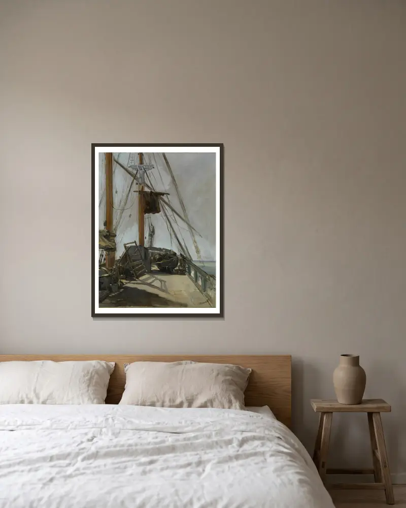 Paluby lodi, Édouard Manet v rámu na stěně
