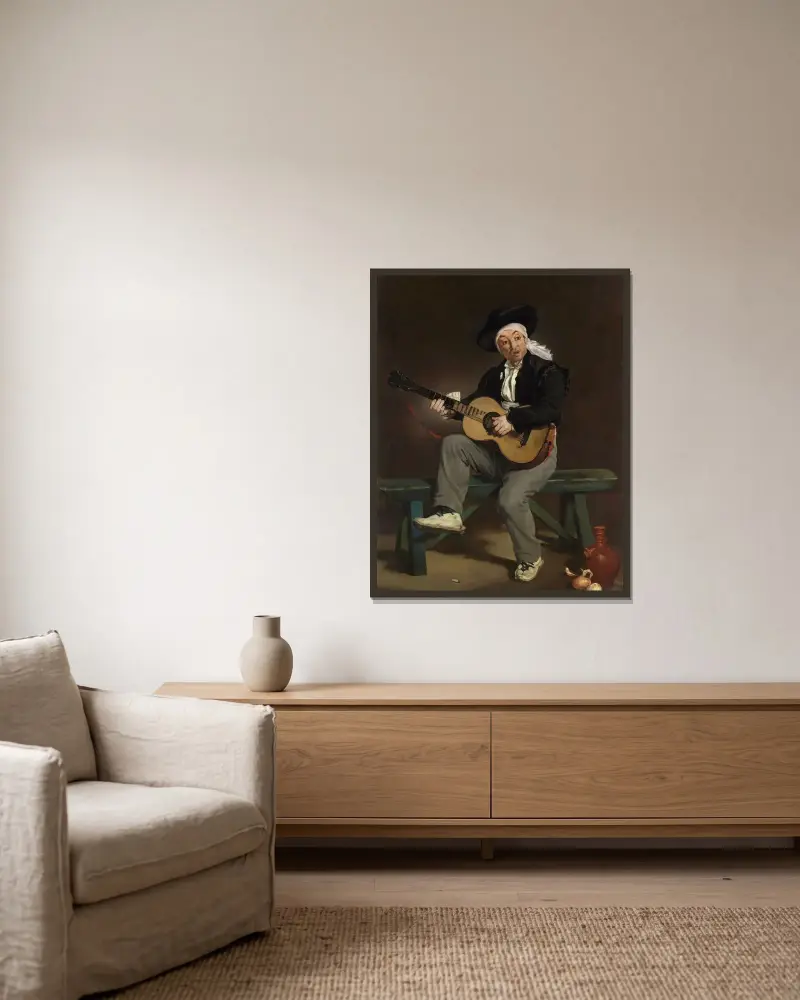 The Spanish Singer, 1860 av Édouard Manet inramad på en vägg