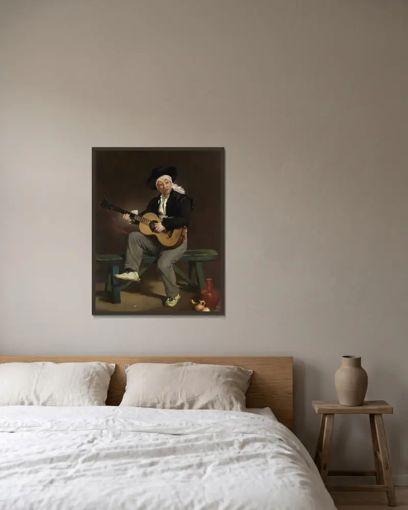 The Spanish Singer, 1860 av Édouard Manet inramad på en vägg