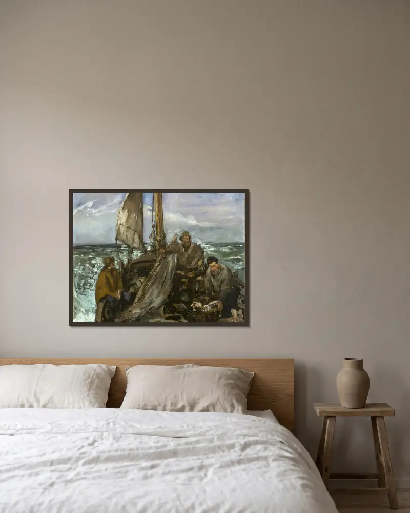 Die Arbeiter des Meeres von Édouard Manet gerahmt an einer Wand