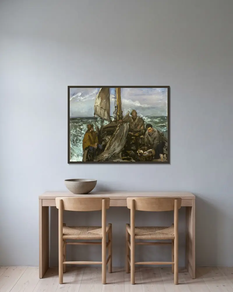 Die Arbeiter des Meeres von Édouard Manet gerahmt an einer Wand