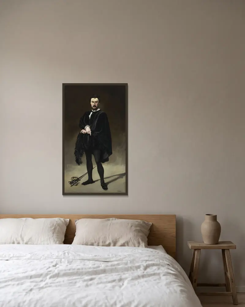 Tragický herec (Rouvière jako Hamlet), 1866 – Nr. 3, Édouard Manet v rámu na stěně
