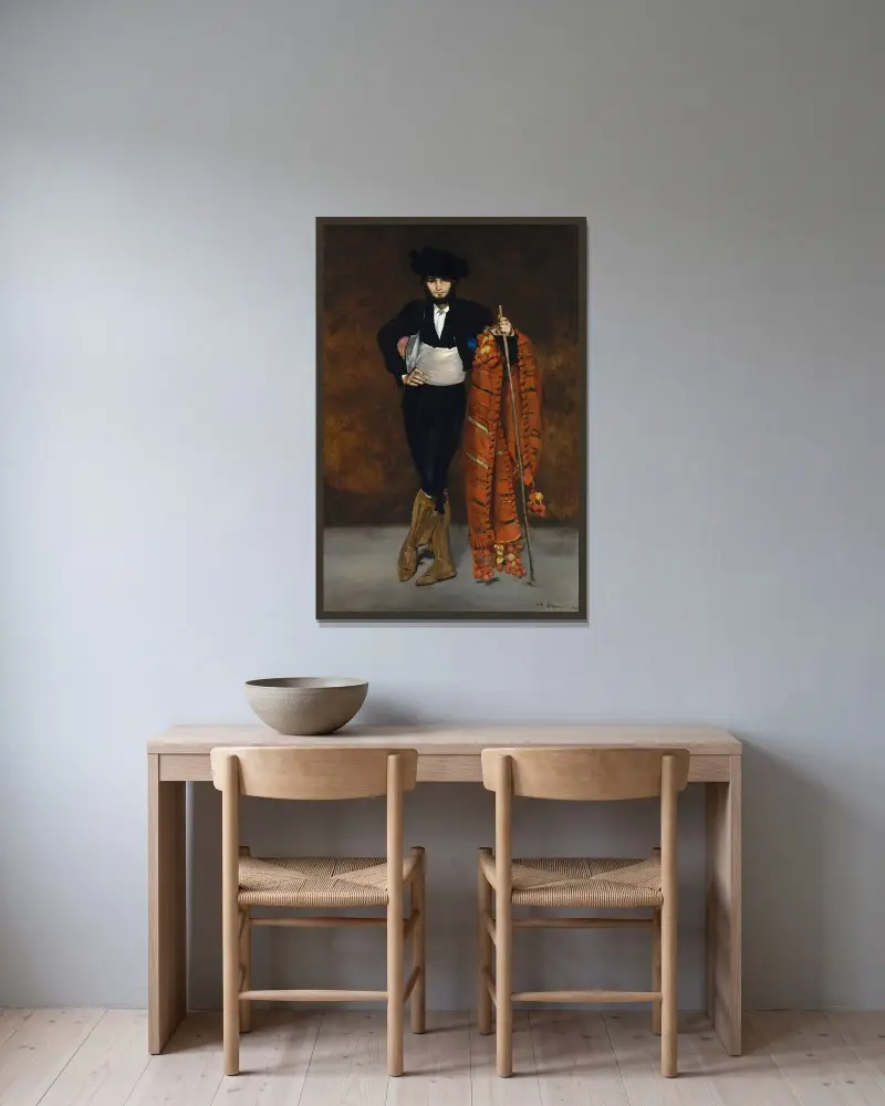 Ung man i majodräkt av Édouard Manet inramad på en vägg