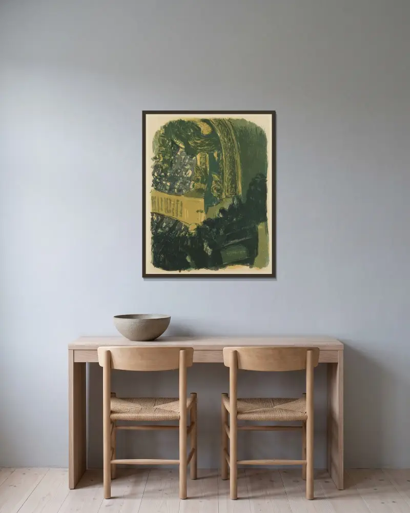Ett galleri i gymnasiet av Édouard Vuillard inramad på en vägg