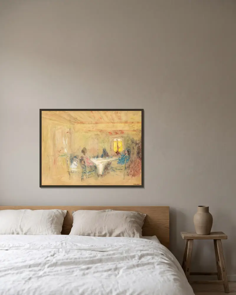 À Table av Édouard Vuillard inramad på en vägg