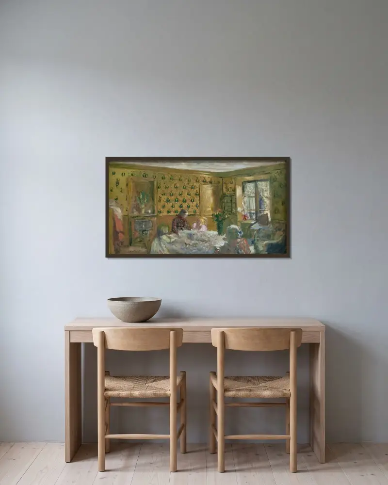 By the Worktable av Édouard Vuillard inramad på en vägg