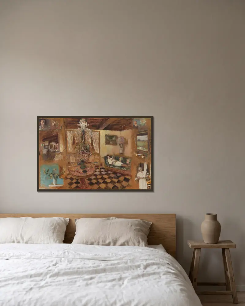 Studienkarton I, Pont-L'Évêque von Édouard Vuillard gerahmt an einer Wand