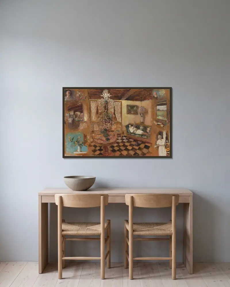 Studienkarton I, Pont-L'Évêque von Édouard Vuillard gerahmt an einer Wand