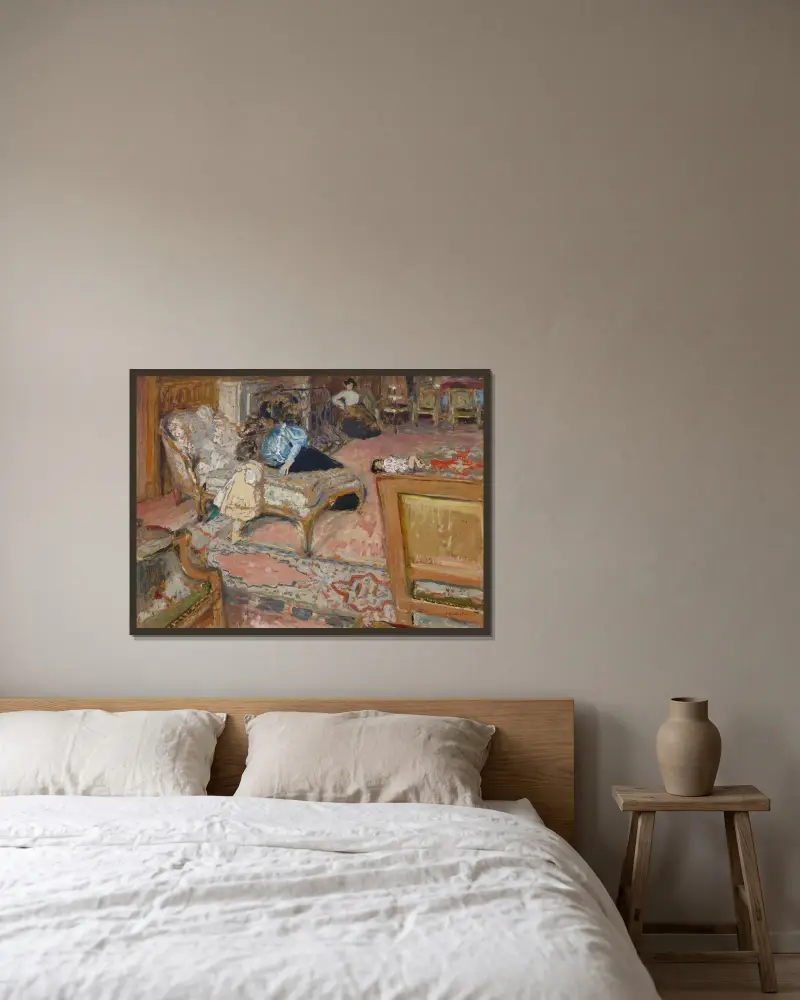 Confidence, barnen Bernheim i salongen av Édouard Vuillard inramad på en vägg