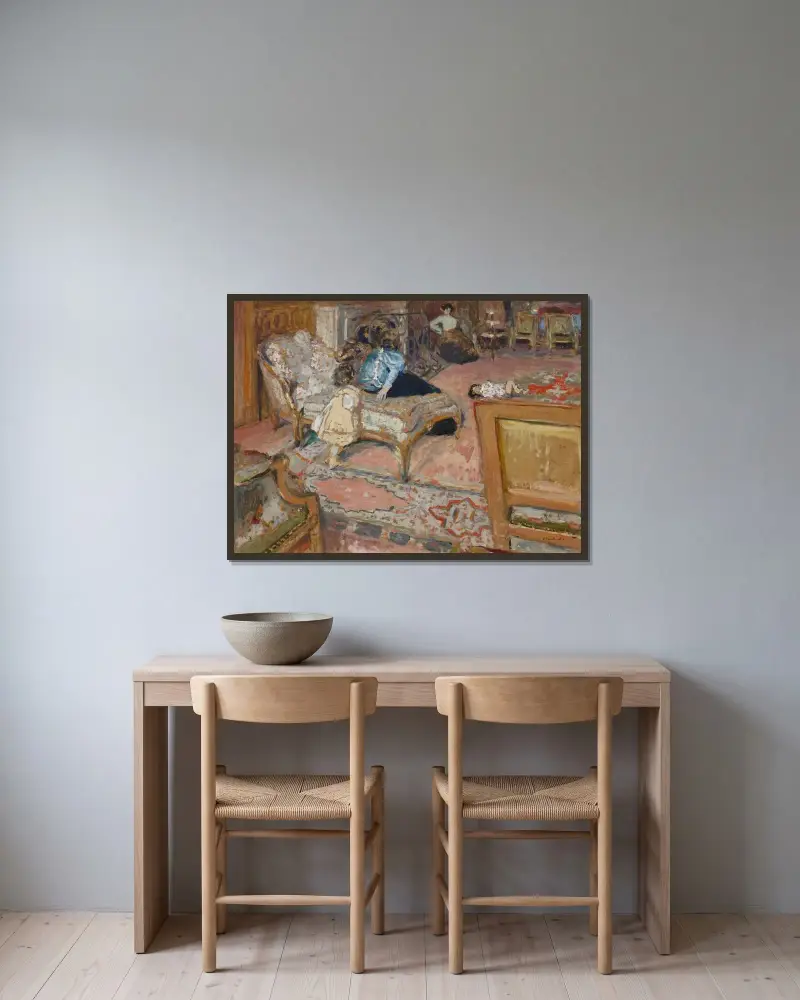 Confidence, barnen Bernheim i salongen av Édouard Vuillard inramad på en vägg