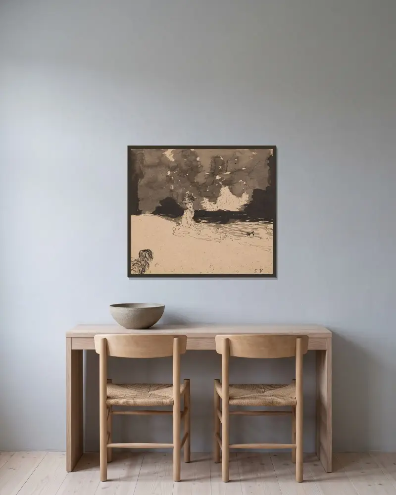 Elegant dam vid en sjö av Édouard Vuillard inramad på en vägg