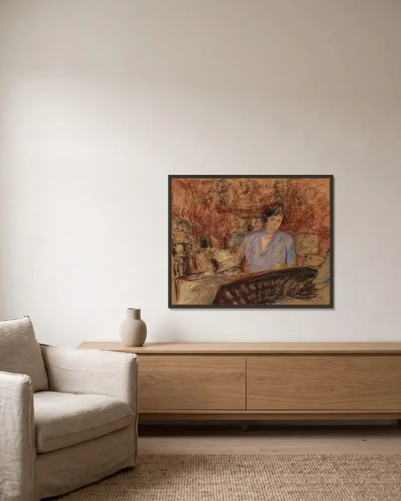 Studie für das Porträt von Madame Lucien Sauphar von Édouard Vuillard gerahmt an einer Wand