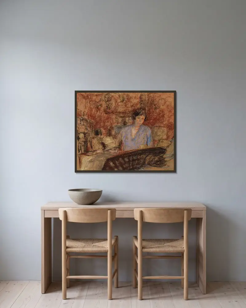 Studie für das Porträt von Madame Lucien Sauphar von Édouard Vuillard gerahmt an einer Wand