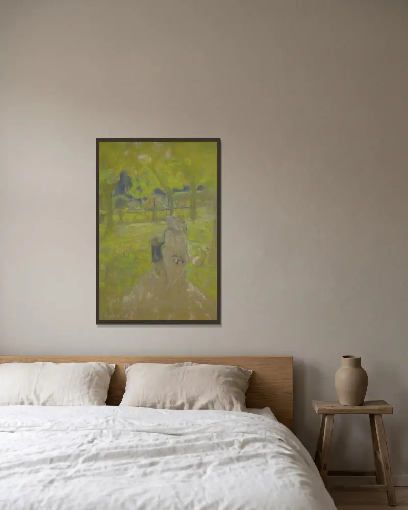 Studie för solig morgon av Édouard Vuillard inramad på en vägg