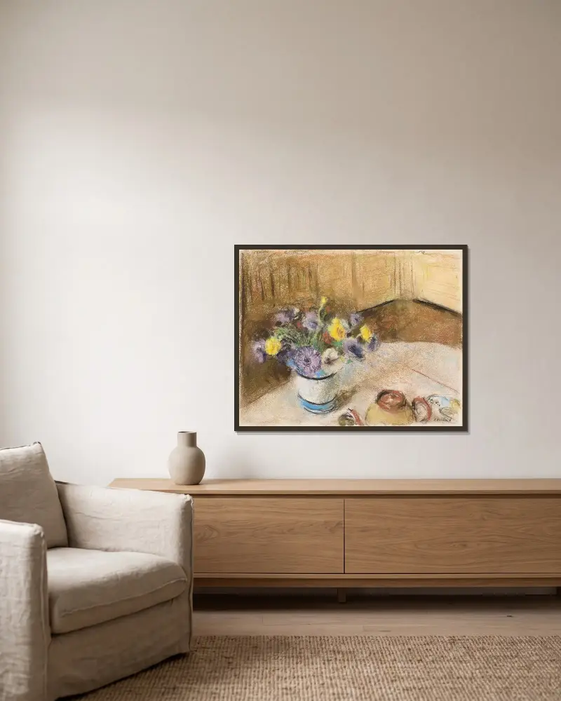 Fleurs av Édouard Vuillard inramad på en vägg