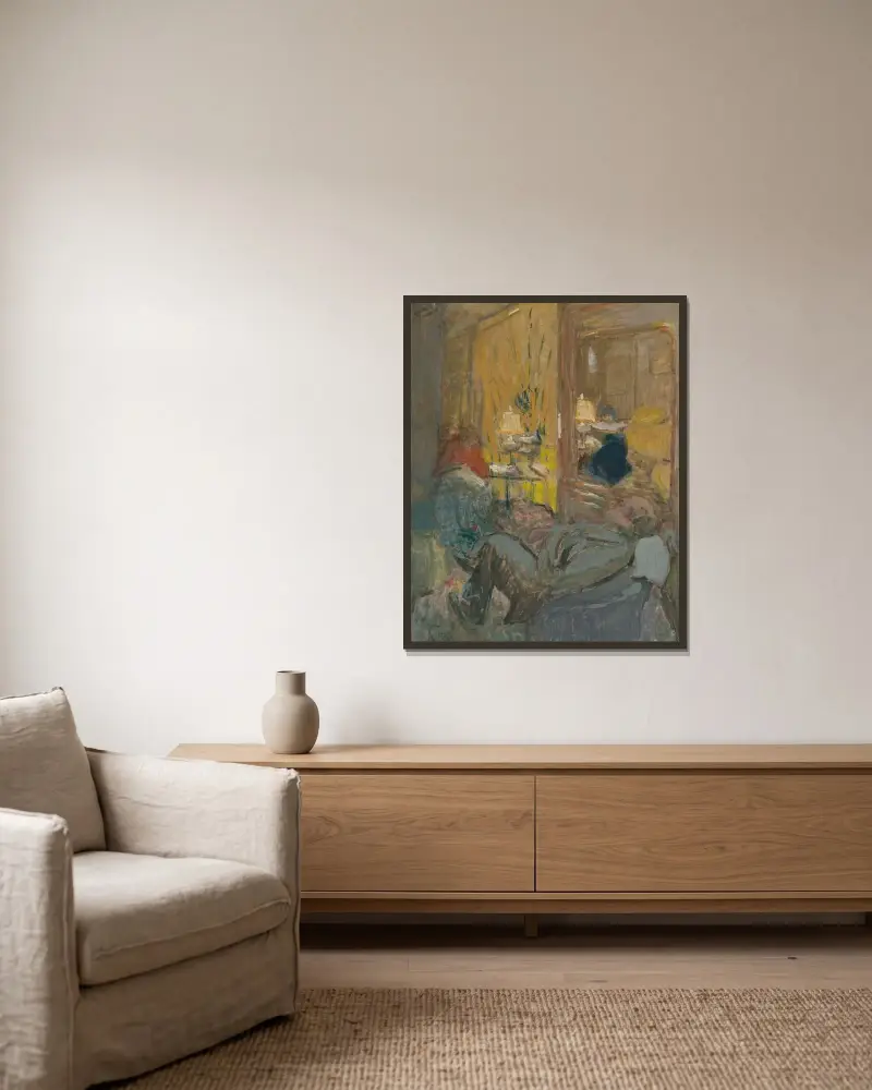 Interieur mit drei Figuren von Édouard Vuillard gerahmt an einer Wand