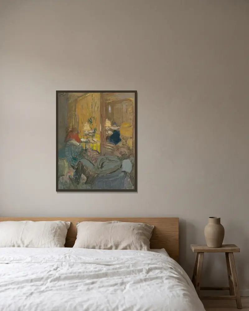 Interieur mit drei Figuren von Édouard Vuillard gerahmt an einer Wand