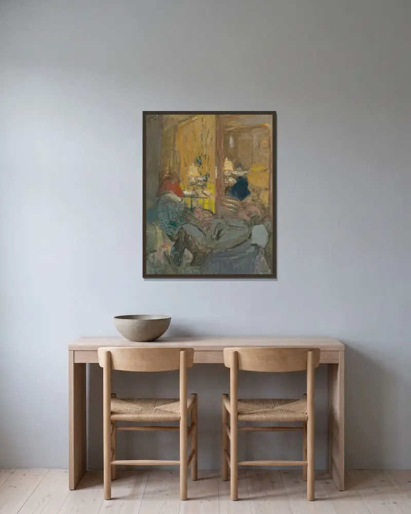 Interieur mit drei Figuren von Édouard Vuillard gerahmt an einer Wand