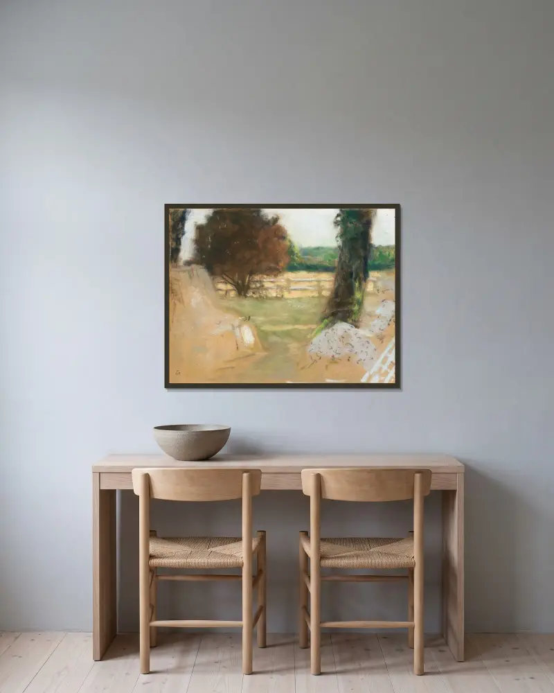 Den vita grinden vid Clayes av Édouard Vuillard inramad på en vägg
