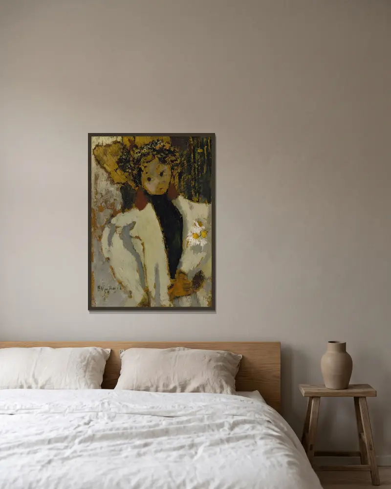 Kvinnan med prästkragarna av Édouard Vuillard inramad på en vägg