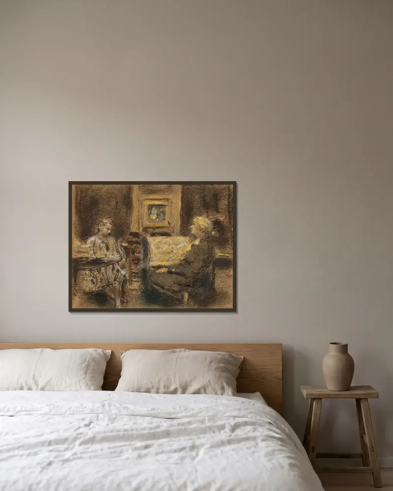La Leçon d’histoire av Édouard Vuillard inramad på en vägg