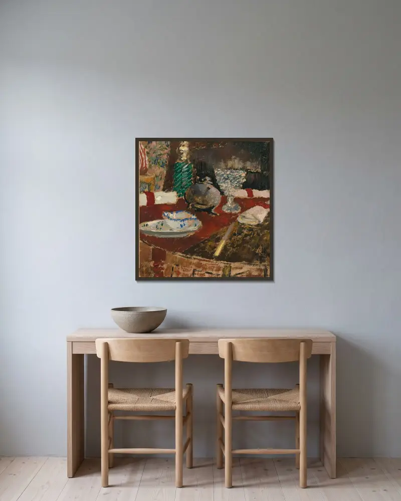 Såssnipan och servettringarna av Édouard Vuillard inramad på en vägg