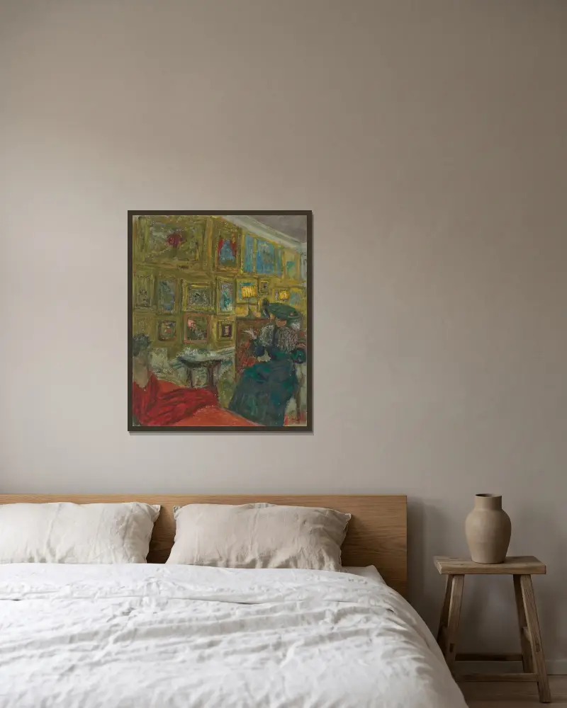 Die Besucherin von Édouard Vuillard gerahmt an einer Wand