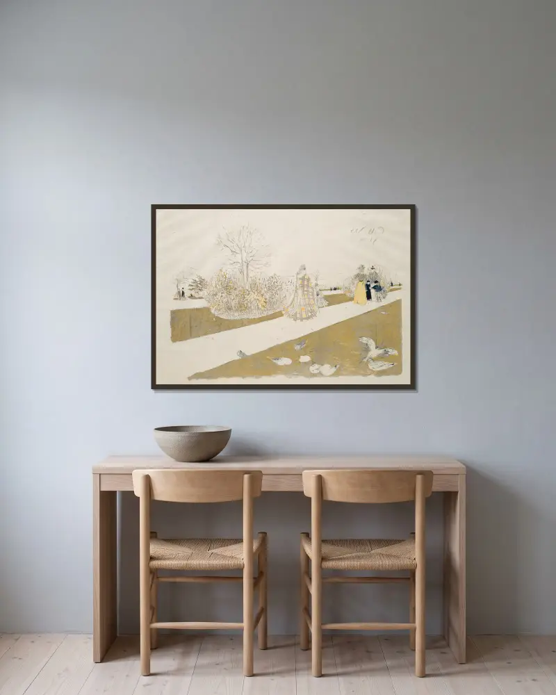 Tuilerieträdgården II av Édouard Vuillard inramad på en vägg
