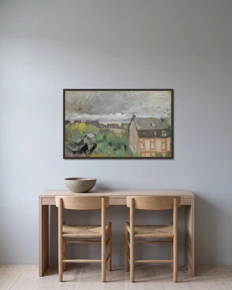 De lilafärgade taken av Édouard Vuillard inramad på en vägg