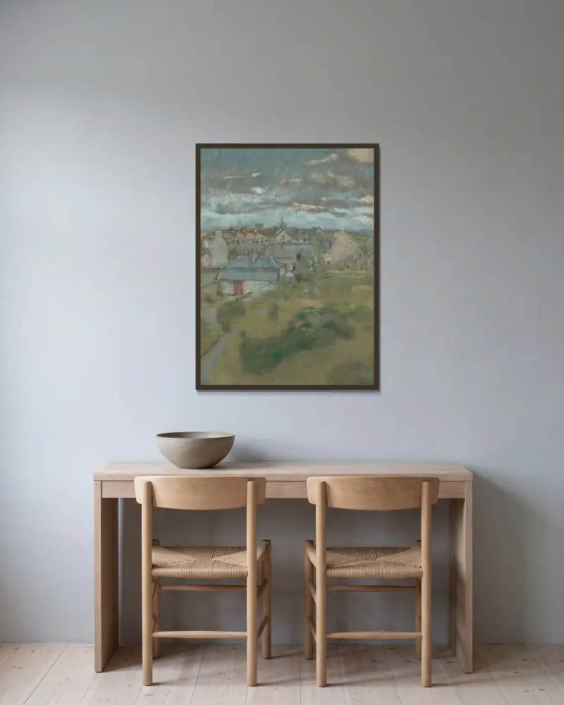 Les Toits av Édouard Vuillard inramad på en vägg