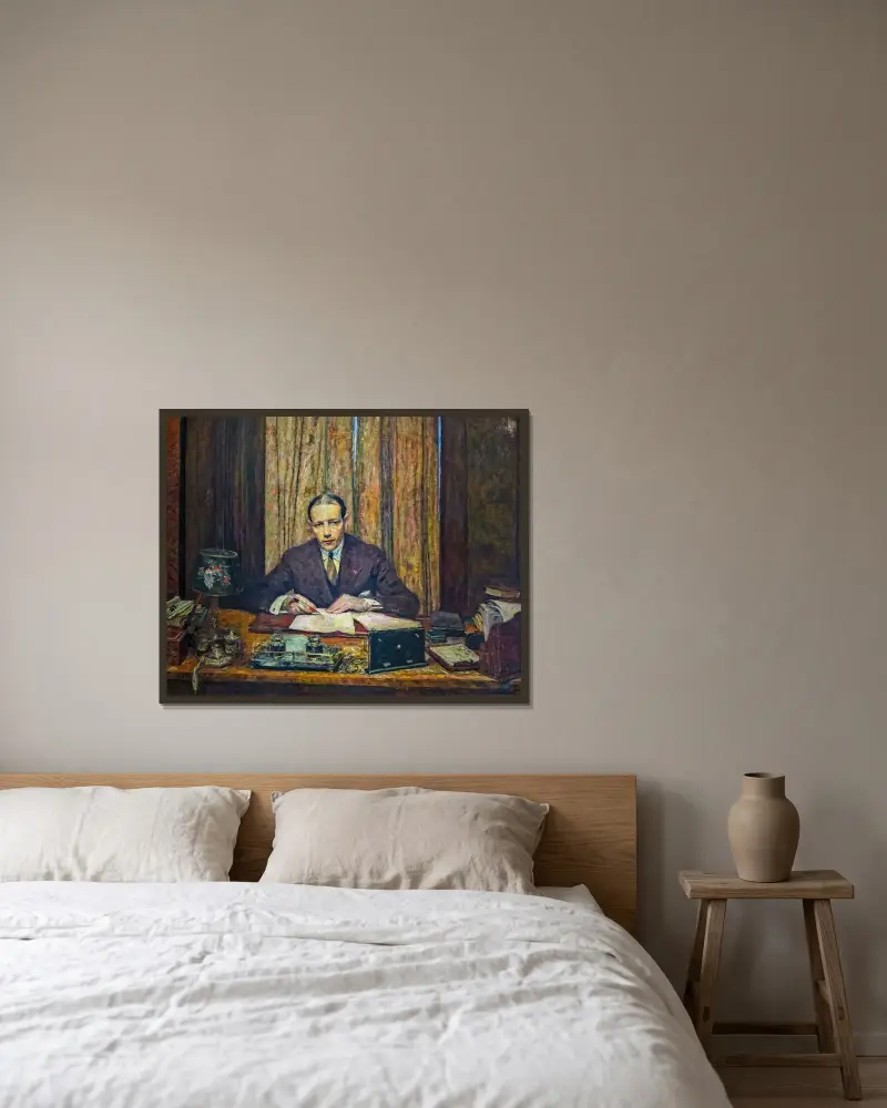 Lucien Rosengart vid sitt arbetsbord av Édouard Vuillard inramad på en vägg