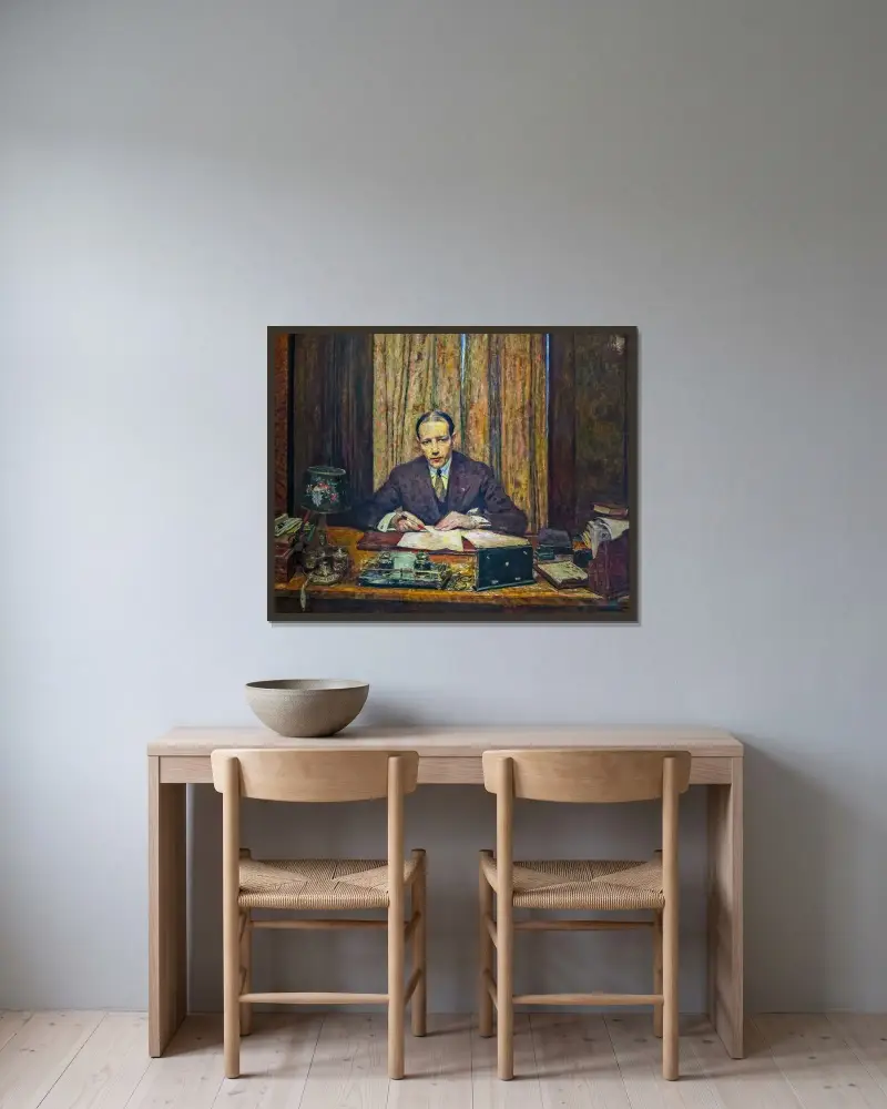 Lucien Rosengart vid sitt arbetsbord av Édouard Vuillard inramad på en vägg