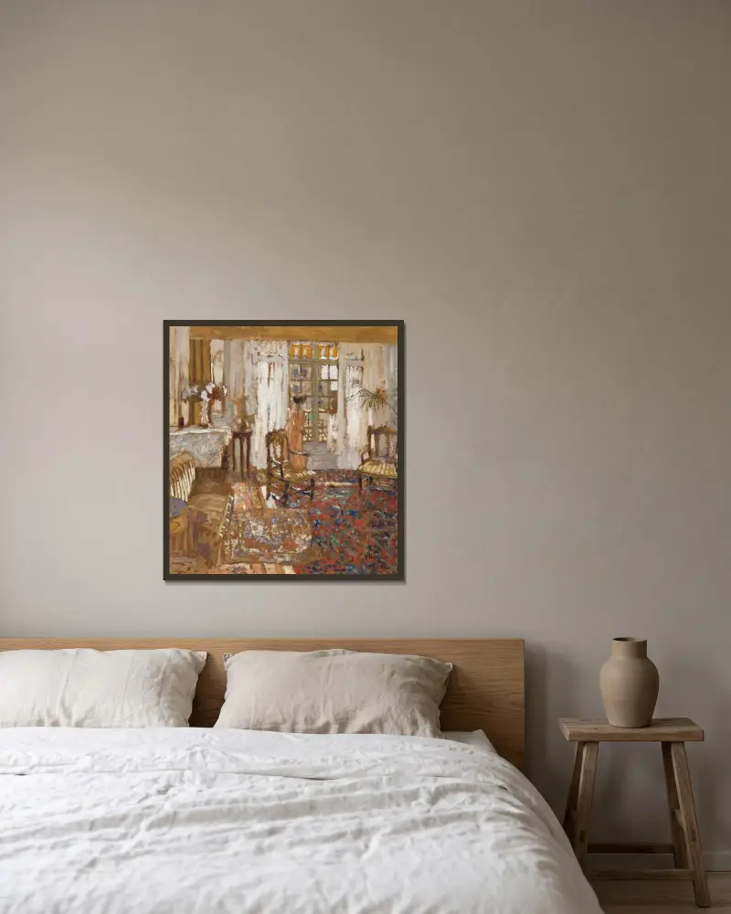 Madame Arthur Fontaine in Rosa von Édouard Vuillard gerahmt an einer Wand