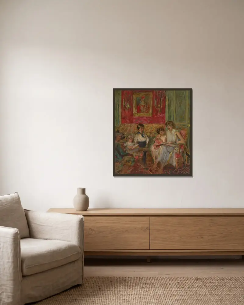Madame Jean Bloch och hennes barn av Édouard Vuillard inramad på en vägg