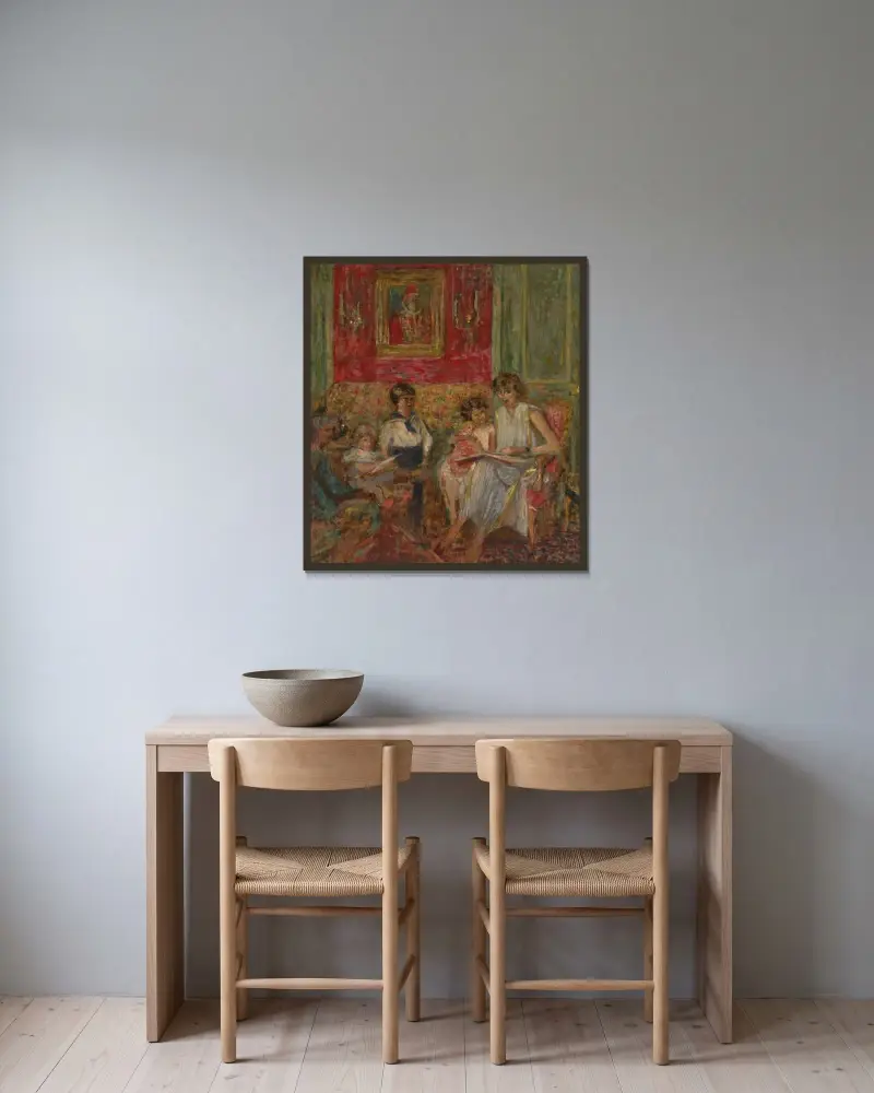 Madame Jean Bloch och hennes barn av Édouard Vuillard inramad på en vägg