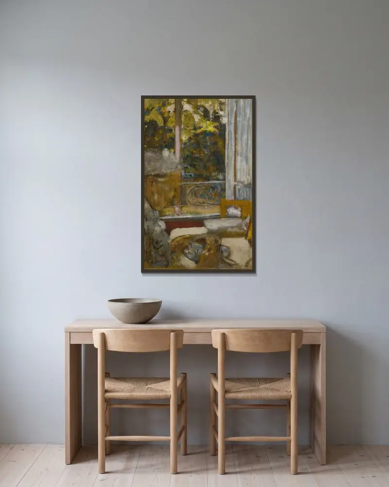 Fru Vuillard vid frukosten på La Toquade av Édouard Vuillard inramad på en vägg