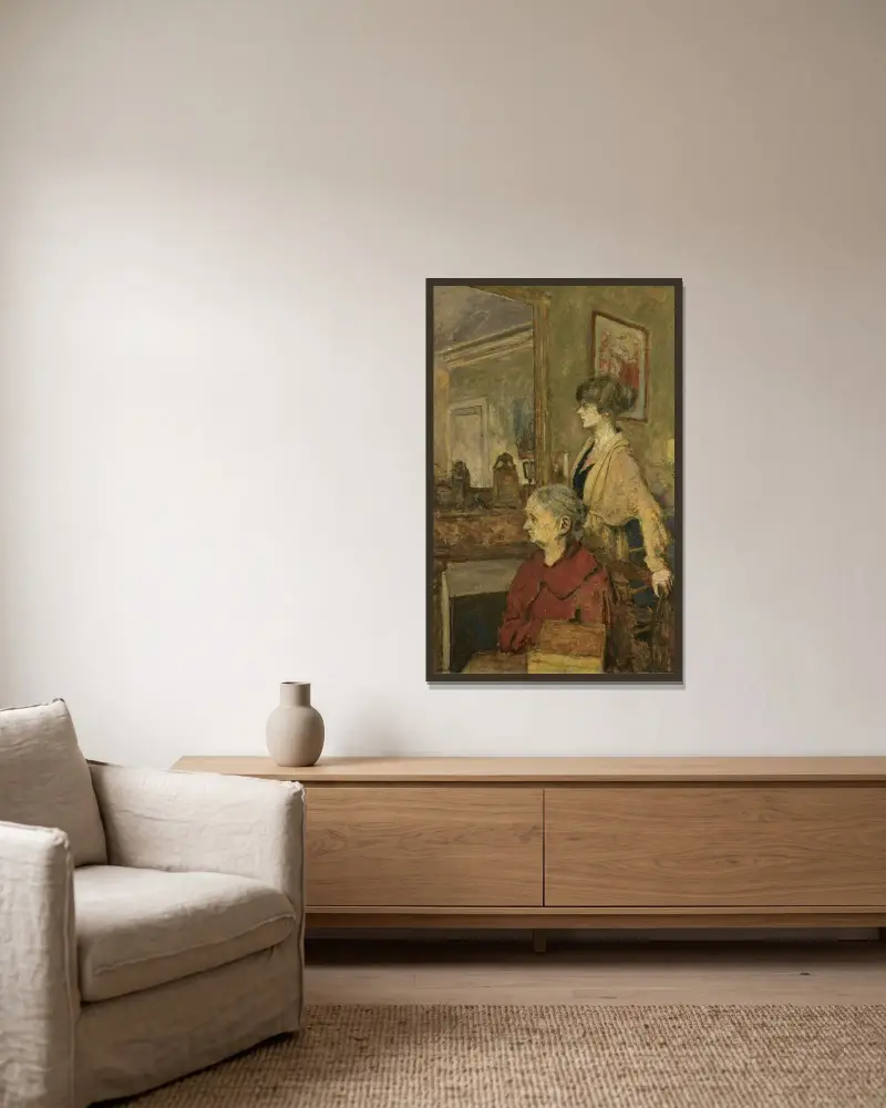 Madame Vuillard und Annette, Rue de Calais von Édouard Vuillard gerahmt an einer Wand