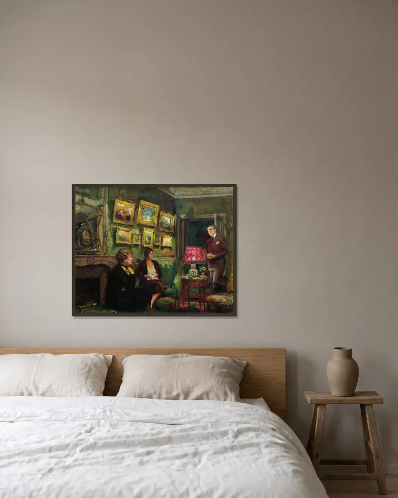 Fru Gillou hemma (Den perfekta harmonin) av Édouard Vuillard inramad på en vägg