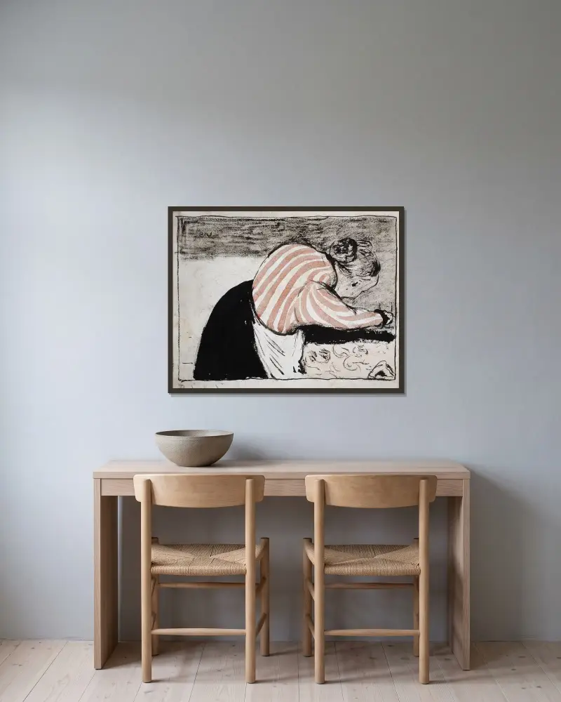 Old woman setting the table av Édouard Vuillard inramad på en vägg