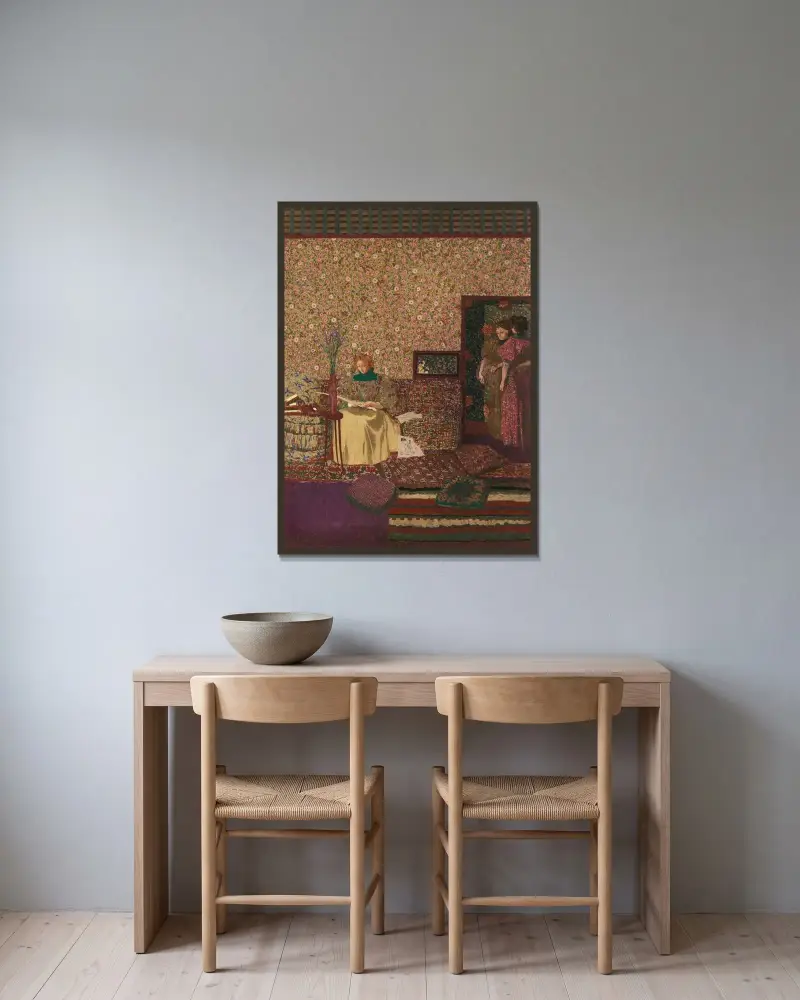 Figurer i en interiör. Intimiteten av Édouard Vuillard inramad på en vägg
