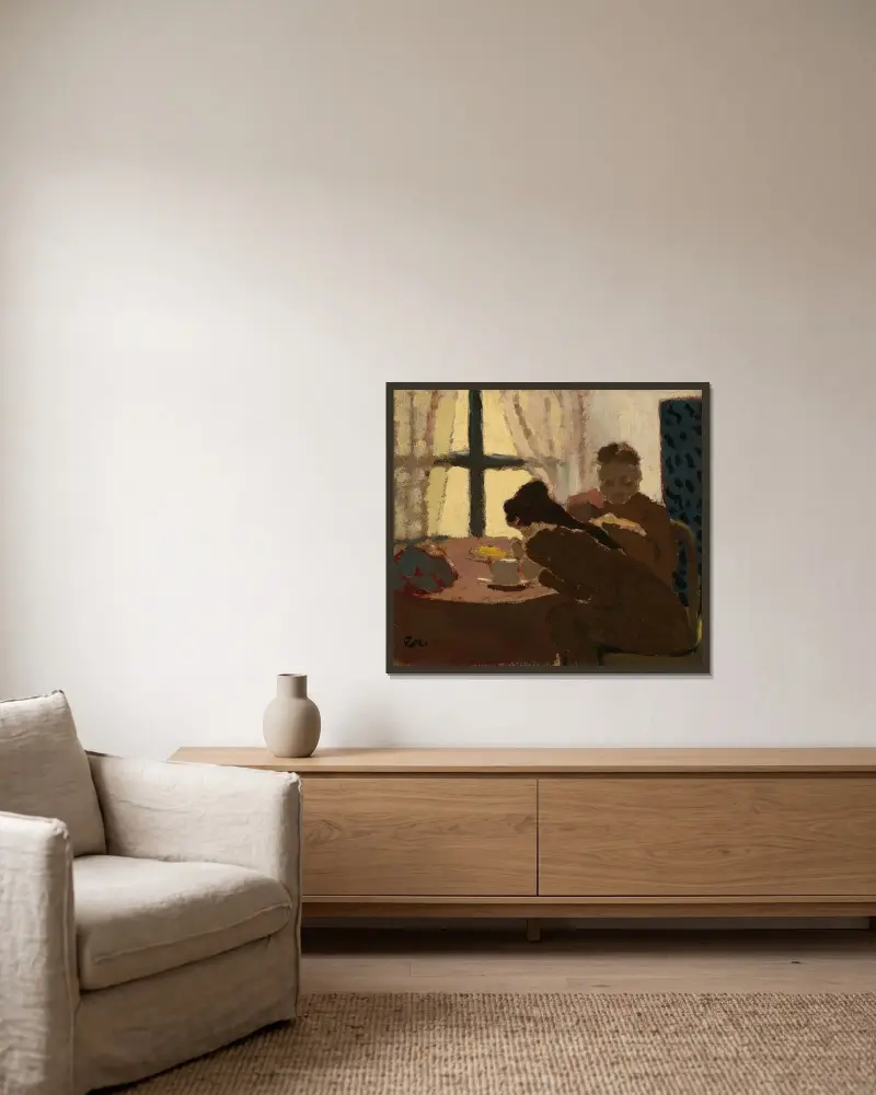Petit Déjeuner Devant La Fenêtre av Édouard Vuillard inramad på en vägg