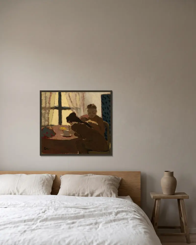 Petit Déjeuner Devant La Fenêtre av Édouard Vuillard inramad på en vägg