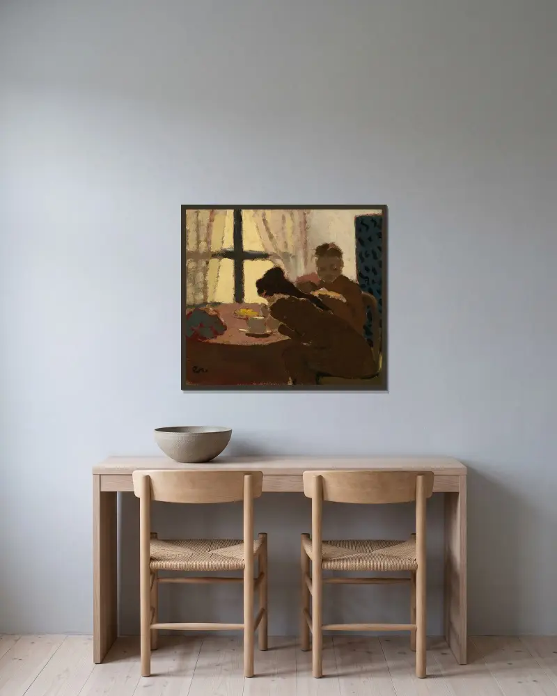 Petit Déjeuner Devant La Fenêtre av Édouard Vuillard inramad på en vägg