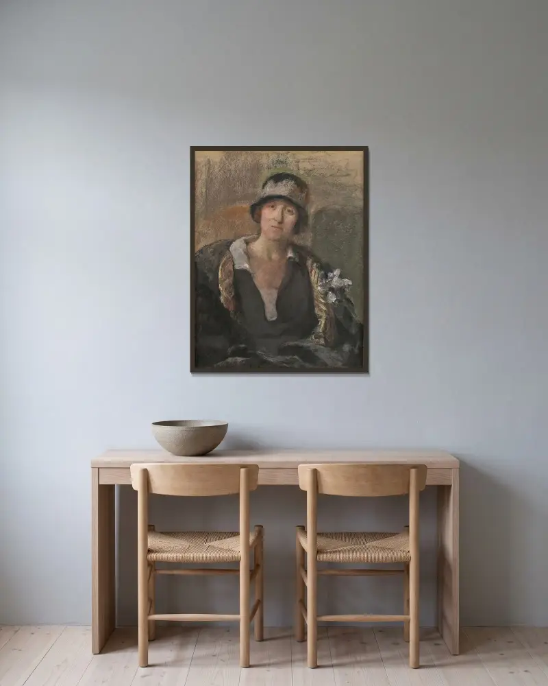 Porträtt av Juliette Weil av Édouard Vuillard inramad på en vägg