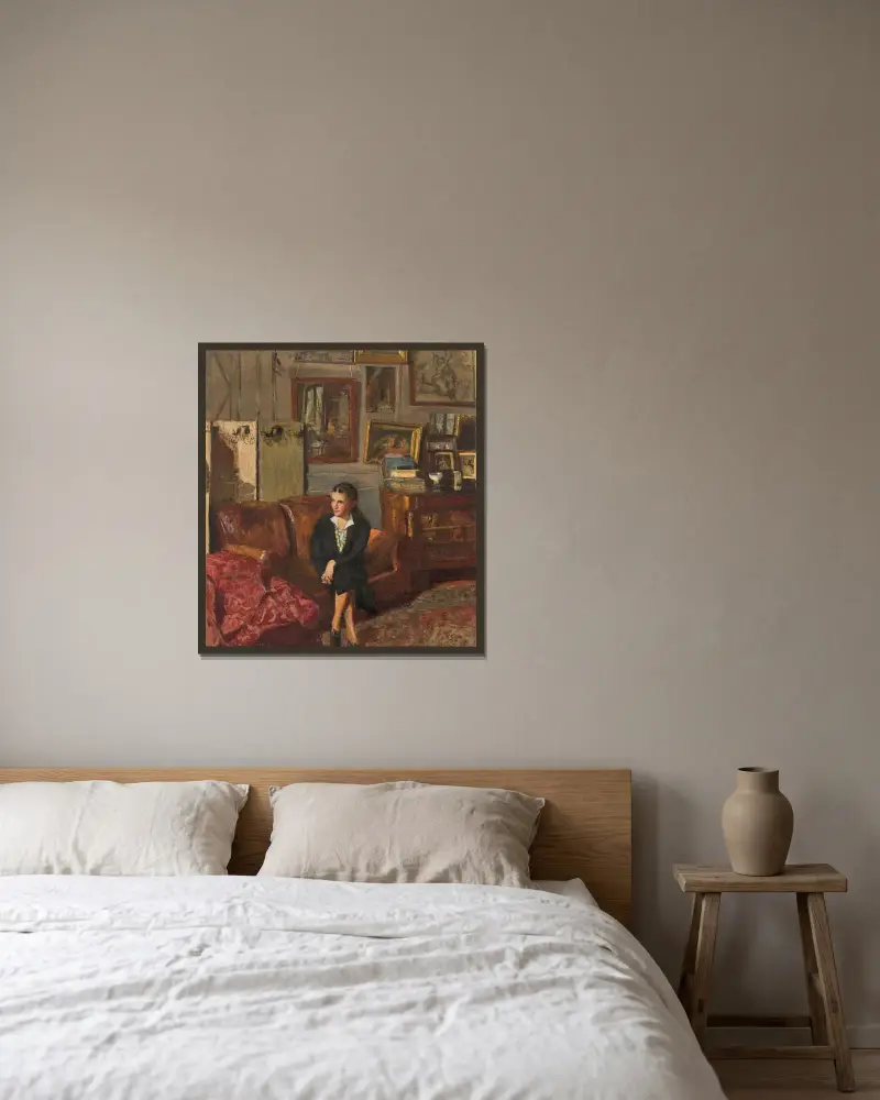 Porträtt av Madame Jean-Henri Adam av Édouard Vuillard inramad på en vägg