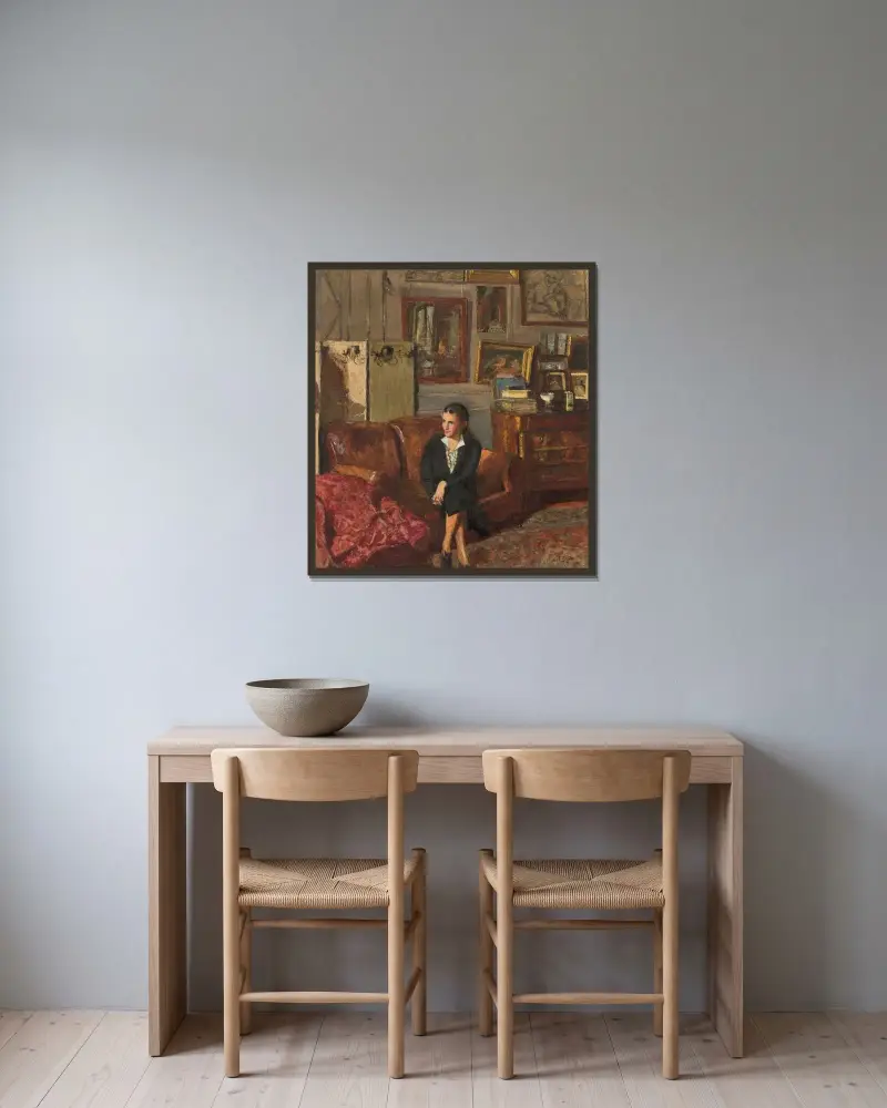 Porträtt av Madame Jean-Henri Adam av Édouard Vuillard inramad på en vägg
