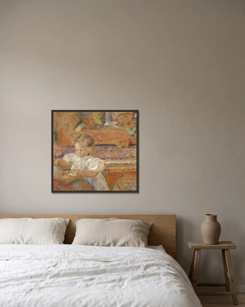 Portrait de Stéphane Desmarais av Édouard Vuillard inramad på en vägg