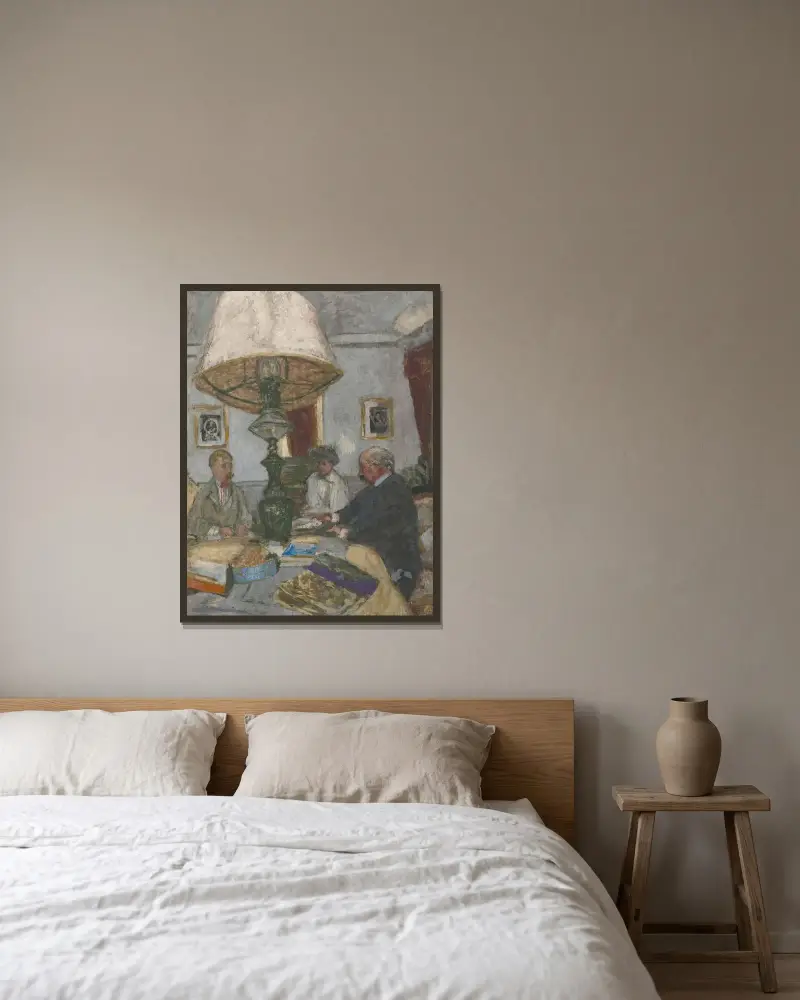 Under den stora lampan i Saint-Jacut av Édouard Vuillard inramad på en vägg