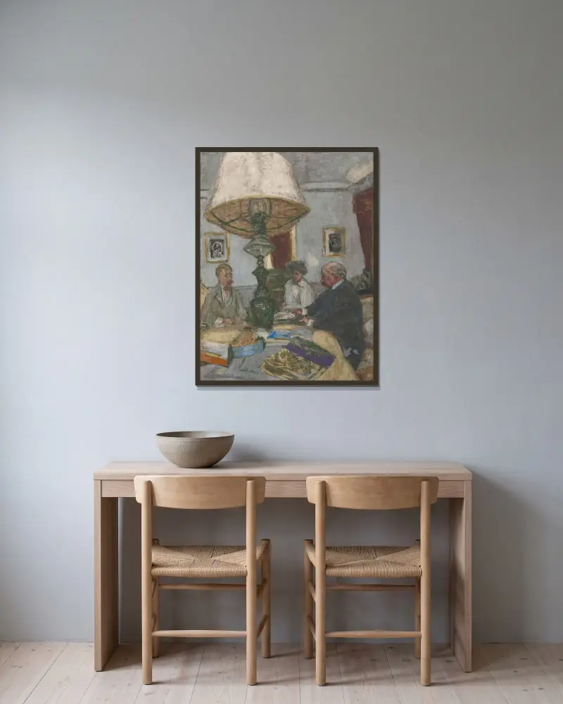 Under den stora lampan i Saint-Jacut av Édouard Vuillard inramad på en vägg